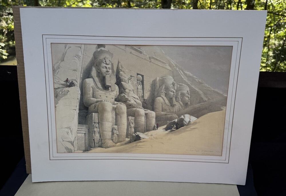 Original Print The Great Temple of Abu Simbel Nubia Egypt David Roberts